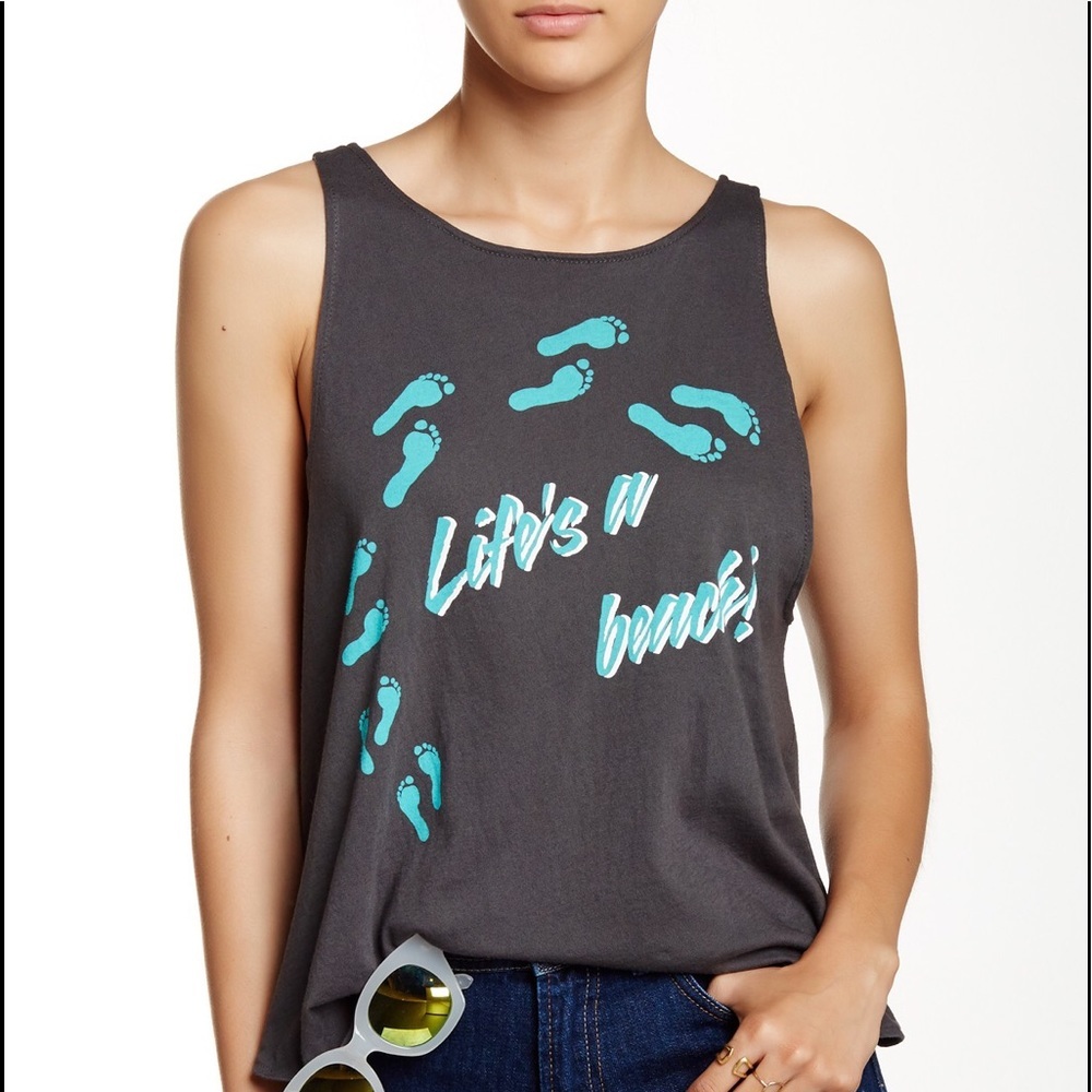 Wildfox life’s a beach grey tank top